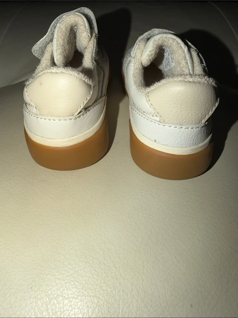 Zara White Leather Velcro Baby Sneakers with Gum Sole